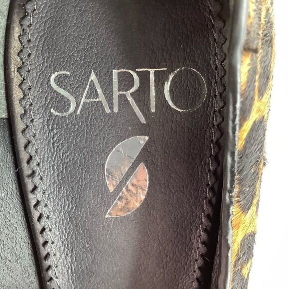 Sarto By FRANK SARTO A-Sarah Heel Calf Hair Cheetah Print Pointy Toe Brown SZ 8 - Picture 12 of 12